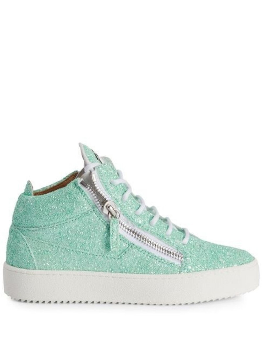 Giuseppe Zanotti Mint Glitter Zip-Trim Platform Sneakers - Picture 2 of 5